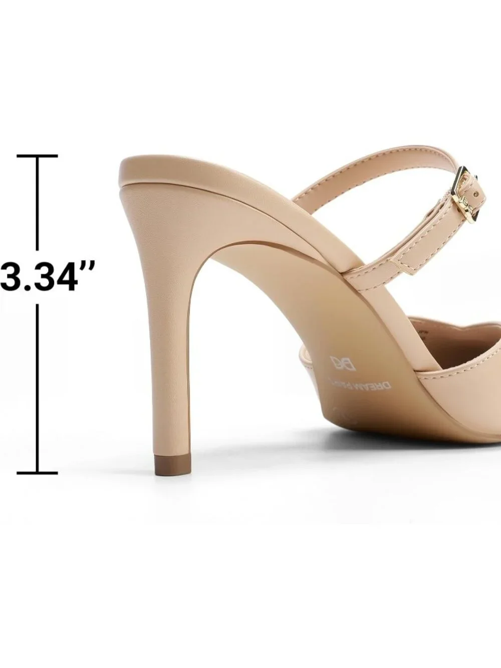 Women's Nude Faux Leather Mules Ankle Strap Pointed Pumps Sexy Fashion Heels